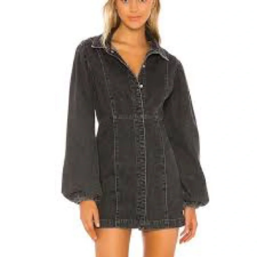 Nwot; Mia Denim Mini Dress in Black Free People🩶